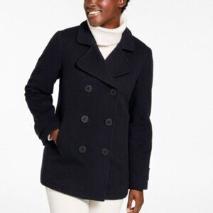 Brand New L.L. Bean Wool Cashmere Blend Women's Dark Navy Peacoat Size 14P